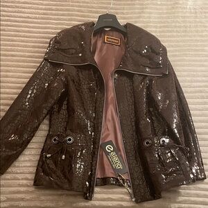 NWT genuine Croc-Embossed Leather Jacket | Luxery |